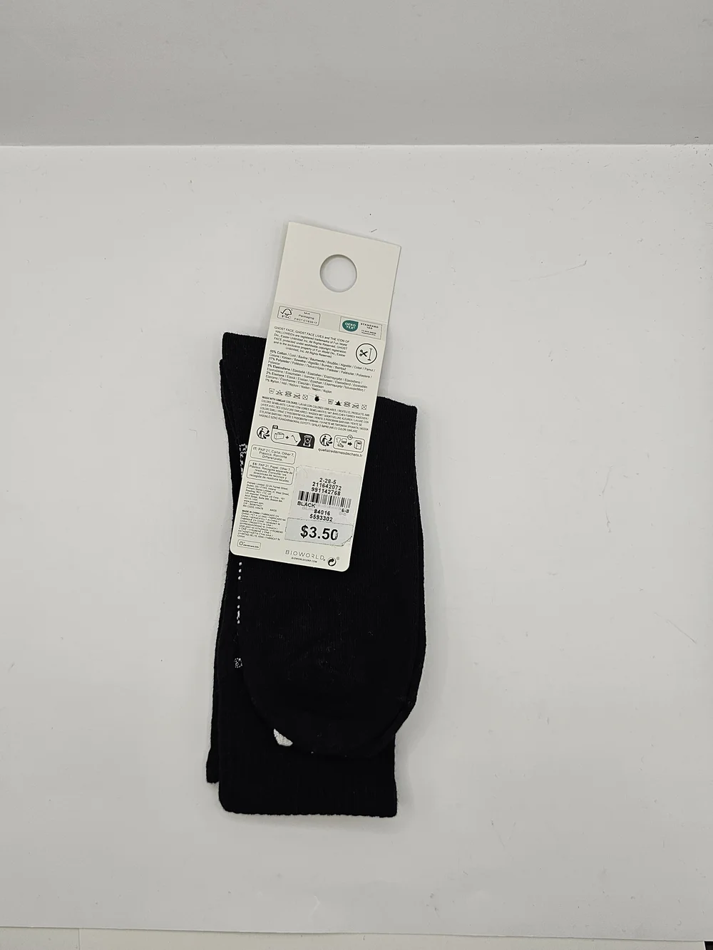 Primark Ghost Face Black Crew Socks, Women's Sz 8-10
